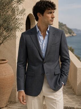 Tom Ford Harry Rosen Gray Plaid Wool Blazer 54R Luxury Designer Business Formal